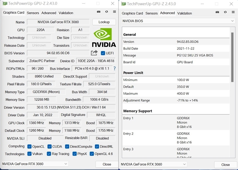 也许是最强非公!索泰RTX 3080 12GB评测:默频就能跑到2.1GHz