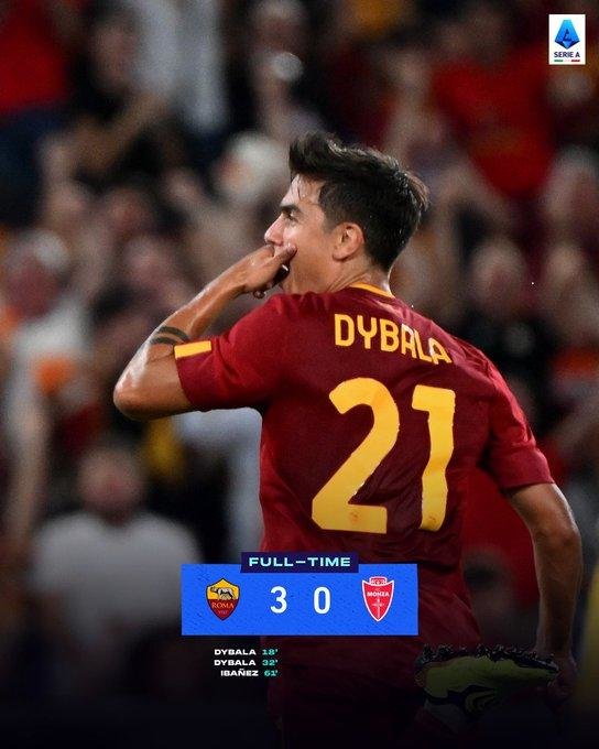 意甲-罗马3-0蒙扎，<em>迪</em><em>巴</em><em>拉</em>梅开二度