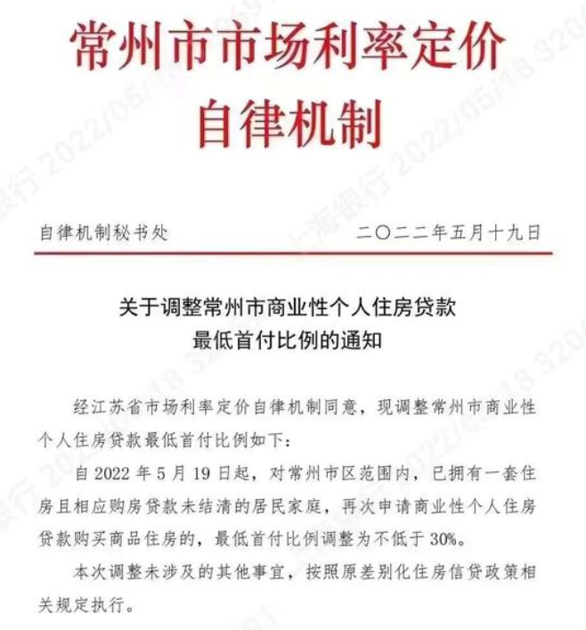 江苏常州二套房首付“6”改“3”已有20城房贷利率降至4.4%