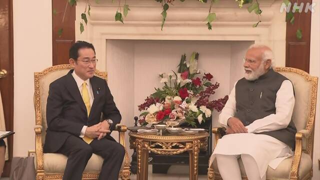 当地时间3月19日，日本首相岸田文雄与印度总理莫迪展开会谈。图自NHK