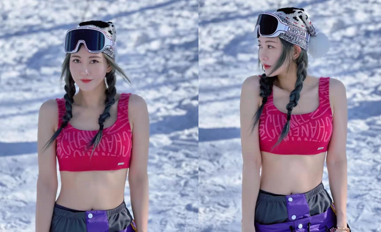38岁李彩桦雪地穿内衣秀身材!