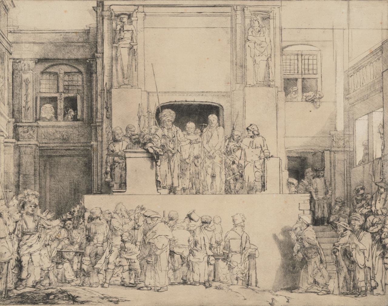 伦勃朗，《基督呈现在人们面前》，1655年，维多利亚国立美术馆藏