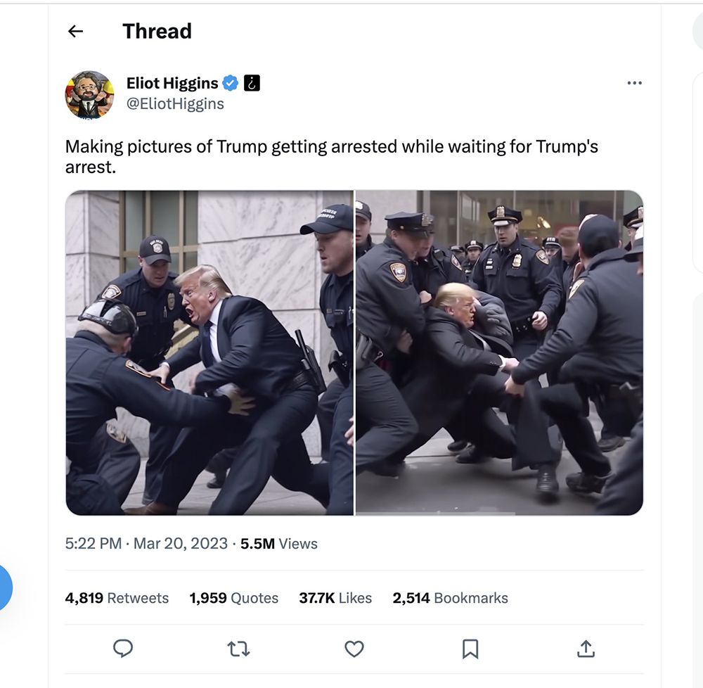 特朗普遭到逮捕的合成图片在社交媒体上流传