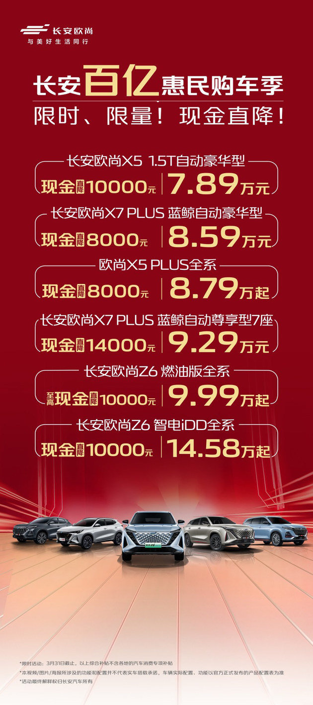 优惠8000-14000元 欧尚推出限时优惠政策