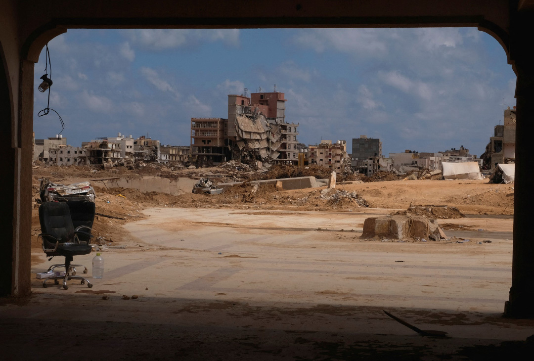 当地时间2023年9月20日，利比亚德尔纳，当地建筑严重受损。