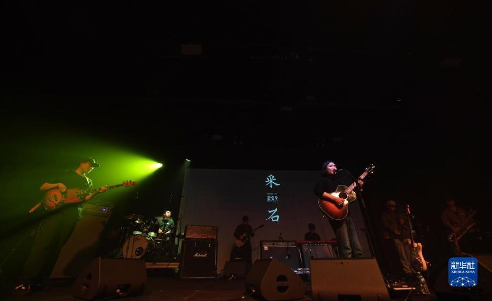 11月25日，万能青年旅店乐队在美国纽约举行的“有朋自东方来”音乐节上表演。新华社记者 李睿 摄