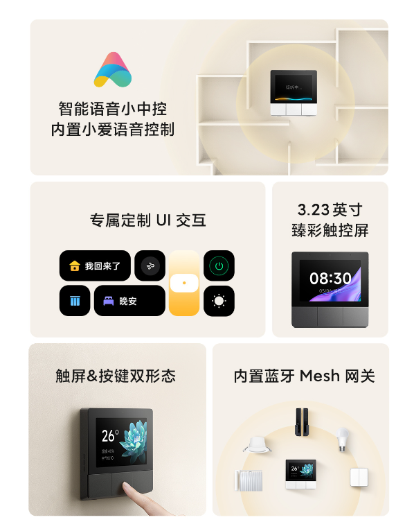 299元 小米首款智能家庭面板发布:内置蓝牙Mesh网关 智能家居必备