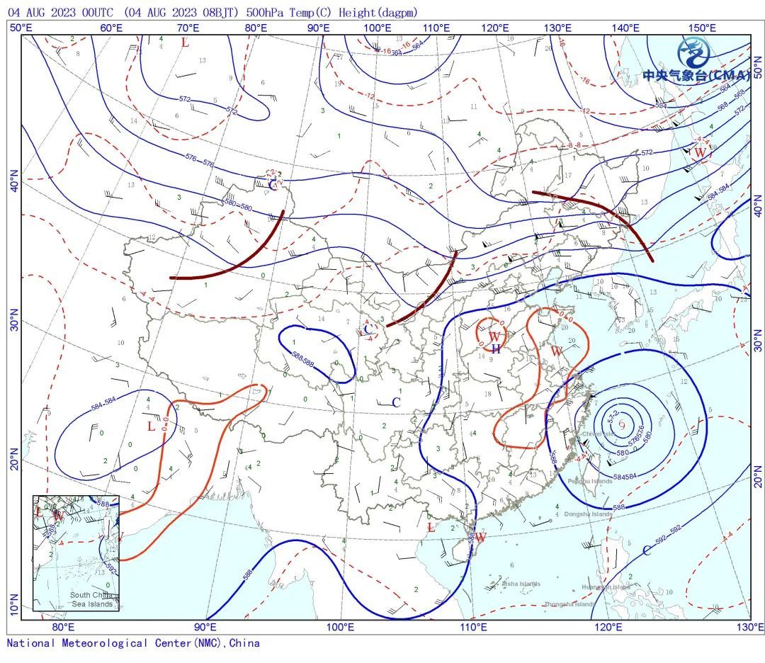 8月4日8时500百帕天气图 来源：中央气象台网站