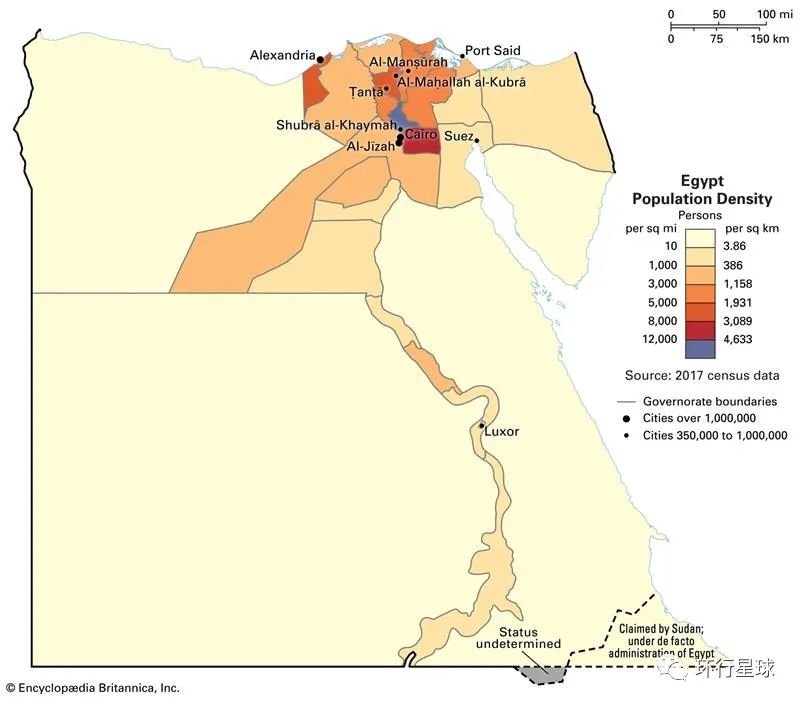 埃及人口密度。图：worldarchitecture.org