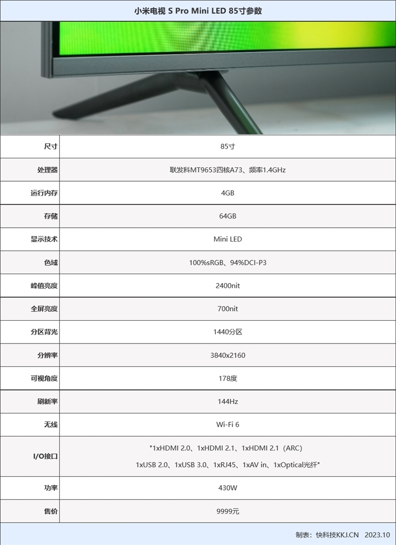 万元以内没有对手!小米电视 S Pro Mini LED 85寸评测:延迟接近于0 全屏亮度超900nit