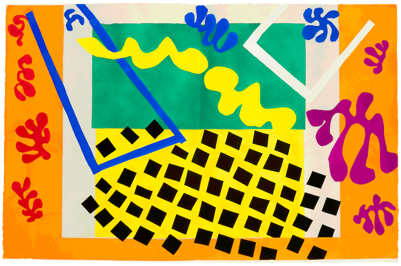 亨利&middot;马蒂斯，《科多马斯兄弟》，1947，阿诗布纹纸上镂花版版画，42 &times; 65 cm。法国北方省省立马蒂斯美术馆，勒卡托-康布雷齐。爱丽丝&middot;特里亚德捐赠，2000年，Inv. 2000-2-53 (11)。图片由法国北方省省立马蒂斯美术馆，菲利普&middot;伯纳德提供 。