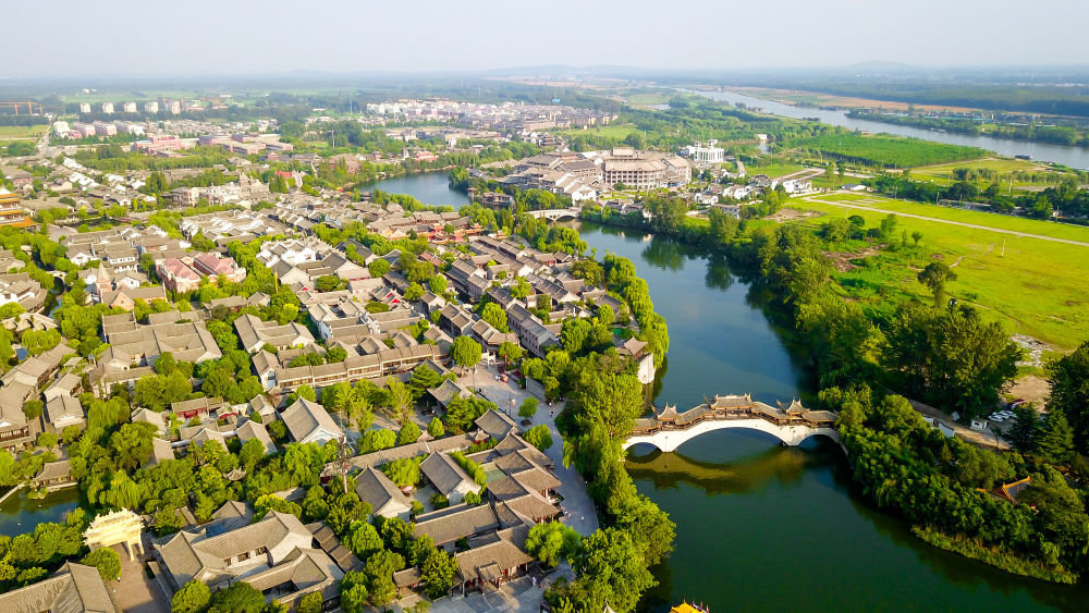 2020年8月17日无人机航拍的台儿庄古城。新华社记者 郭绪雷 摄