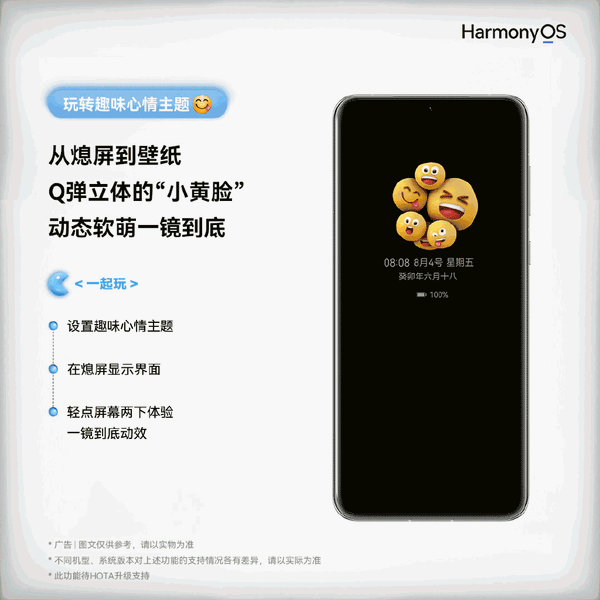 华为鸿蒙OS 4最新公测版发布:超萌Emoji壁纸上线 小姐姐爱了