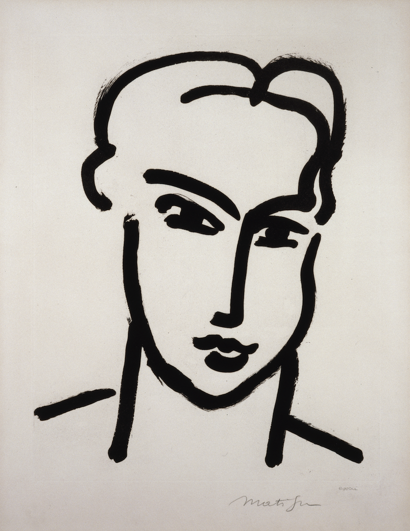 马蒂斯，《凯西亚的大头像》，约1950- 1951 ，BFK里夫布纹纸上飞尘蚀刻版画
