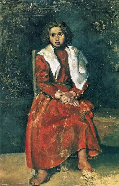 毕加索，《赤脚女孩》，1895