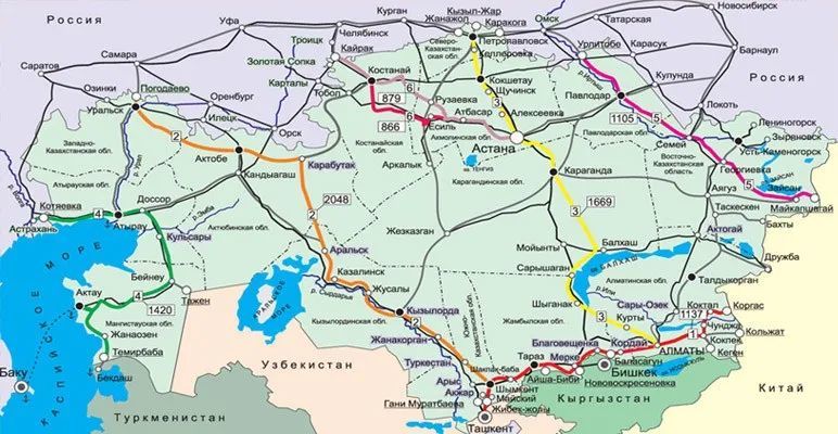 ◆哈萨克斯坦正在兴建的跨大陆运输走廊。
