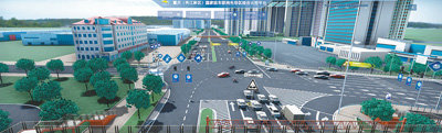 重庆（两江新区）国家级车联网先导区物理信息融合系统，通过数字孪生技术管控金渝大道欢乐谷路口实时路况。两江新区提供