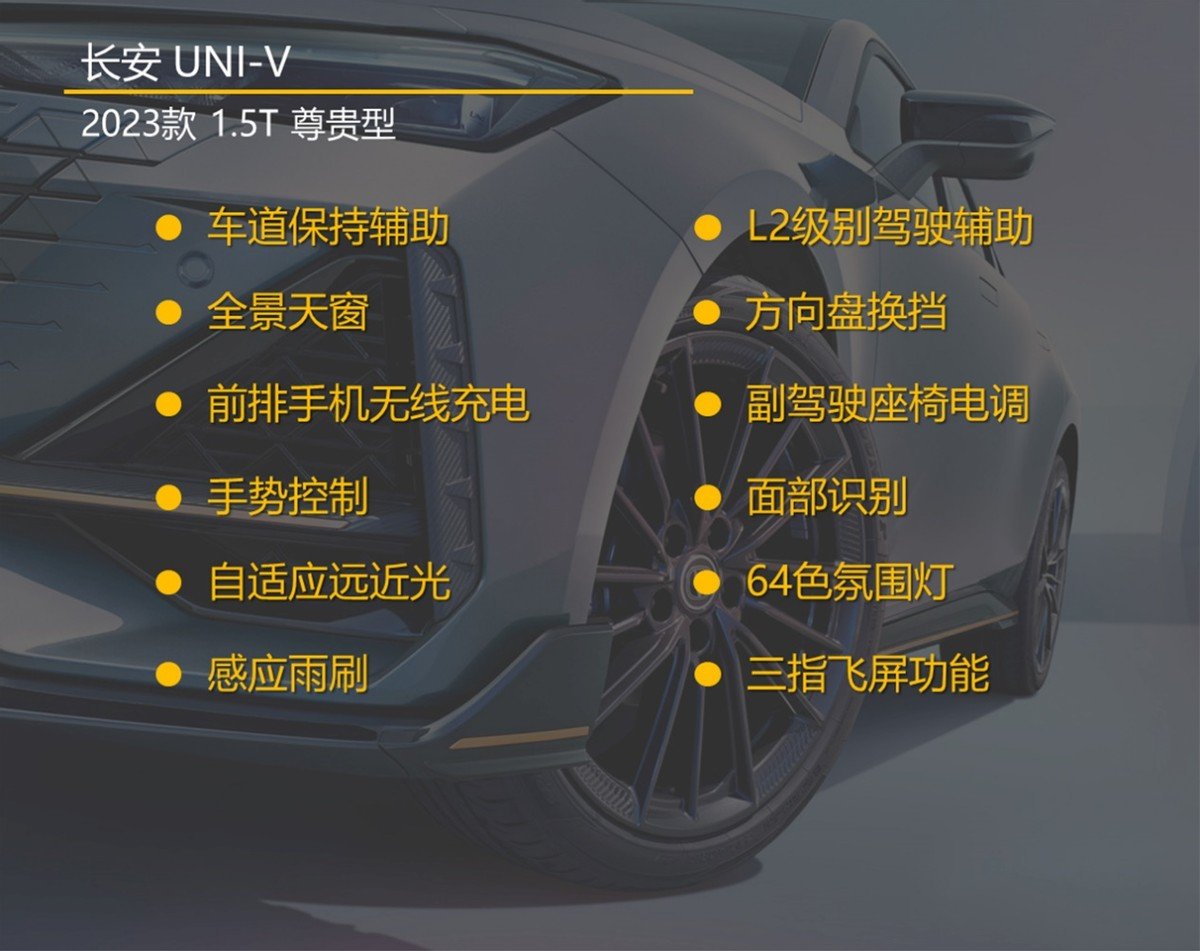 选配变标配 入门版就很不错 2023款长安UNI-V购车手册