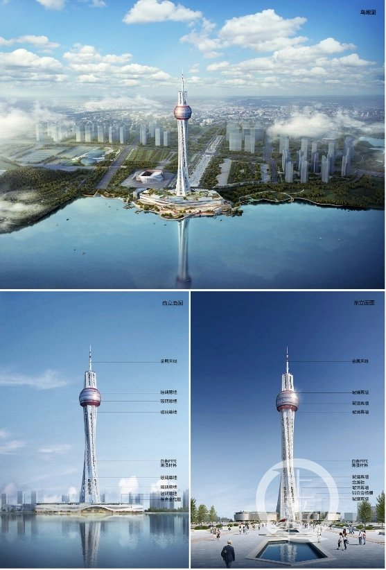 ▲按前期规划丝路明珠塔将成为国内第三高塔。 图片来源/银川市政府网