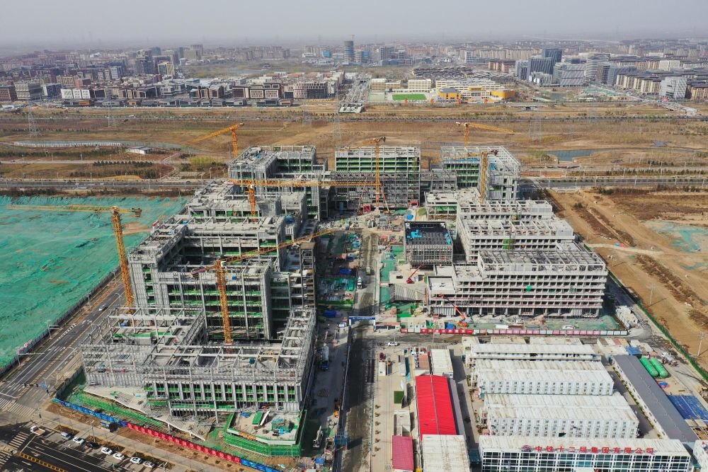 这是位于雄安新区启动区的雄安创新研究院科技园（3月24日摄，无人机照片）。