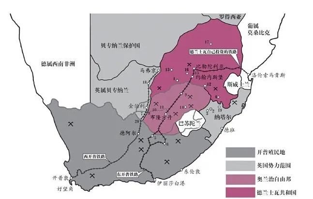 ▲英国在非洲南部的布局
