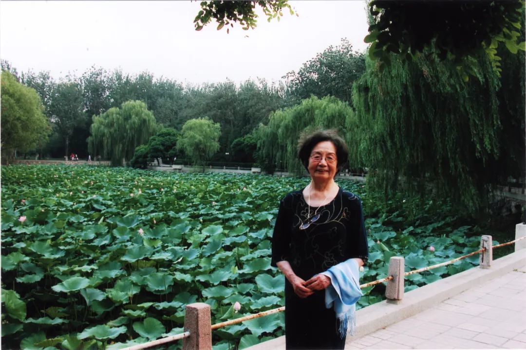 叶嘉莹先生在马蹄湖畔散步