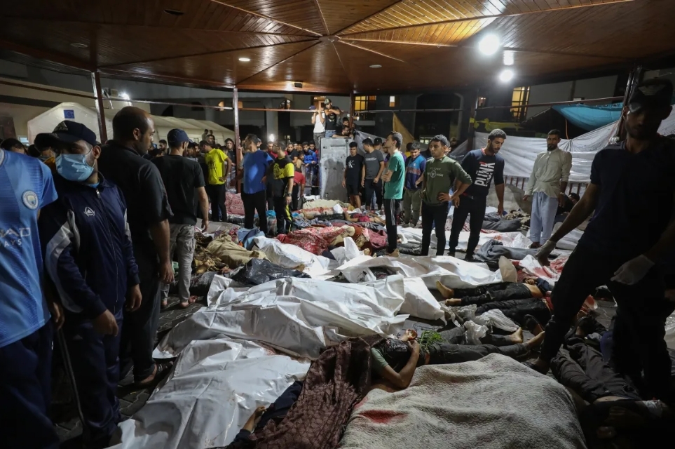 加沙城的一家医院遇袭，造成数百人死亡。图片转自伊通社（IRNA）