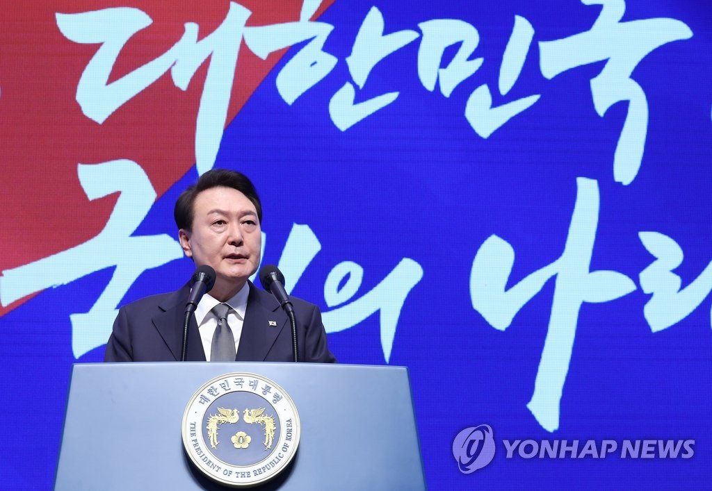 2023年3月1日，韩国总统尹锡悦发表任内首次“三一节”讲话 图自韩联社