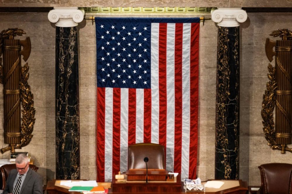 这是在美国华盛顿国会拍摄的众议院议长座位（10月18日摄）。新华社发（亚伦摄）