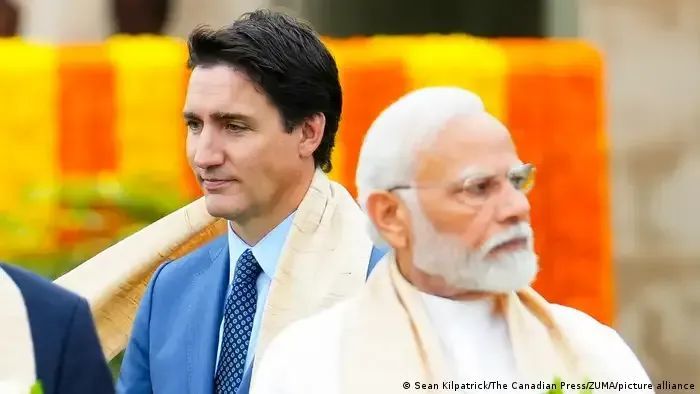 ◆加拿大总理特鲁多和印度总理莫迪在G20峰会上。