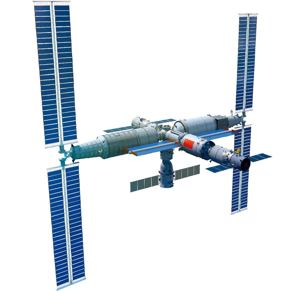 中国天宫空间站结构示意图。