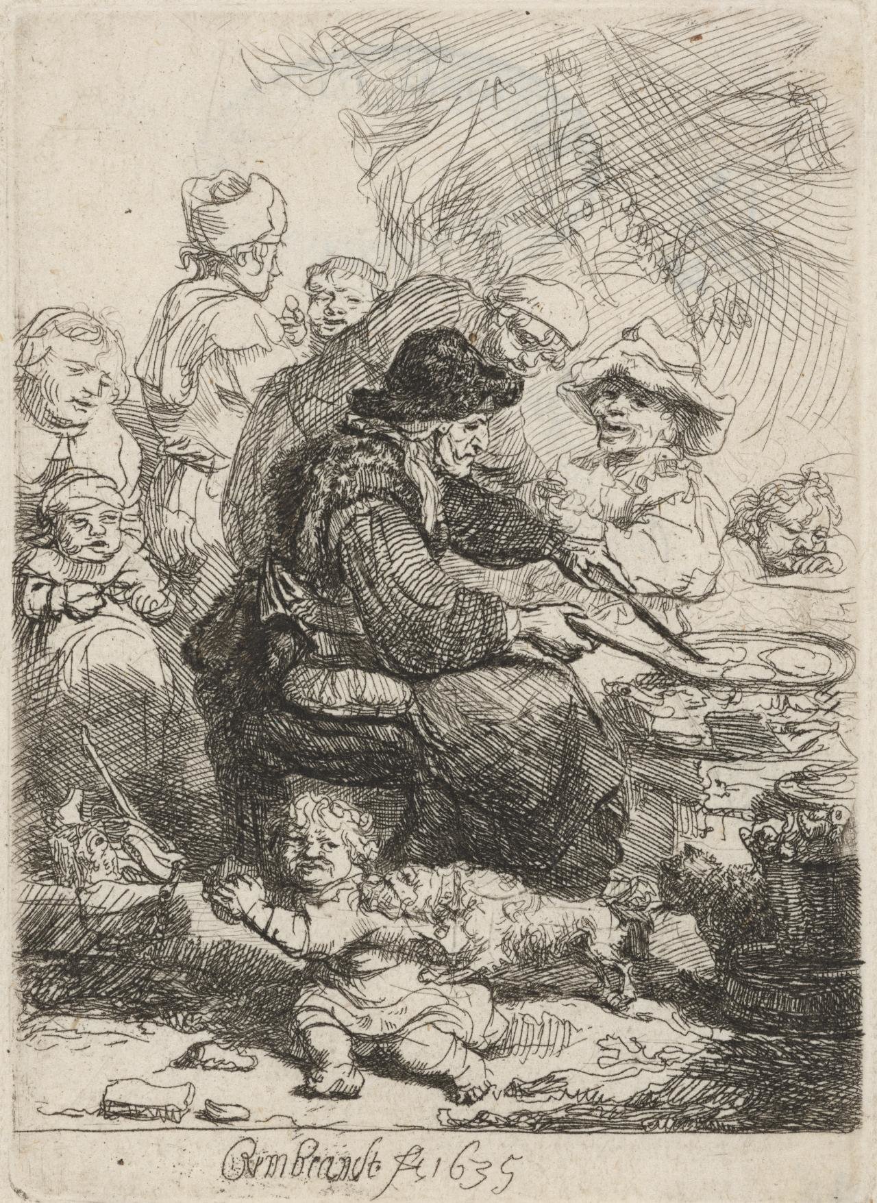 伦勃朗，《做饼的女人》，1635年