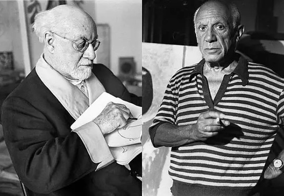 亨利·马蒂斯（Henri Matisse，1869-1954） 右：巴勃罗·毕加索（Pabol Picasso，1881-1973）