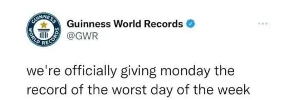就连吉尼斯世界纪录都说周一是一周中最糟糕的一天