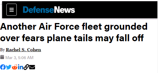 零件缺陷暴露！美媒：美国空军又一机队被迫停飞