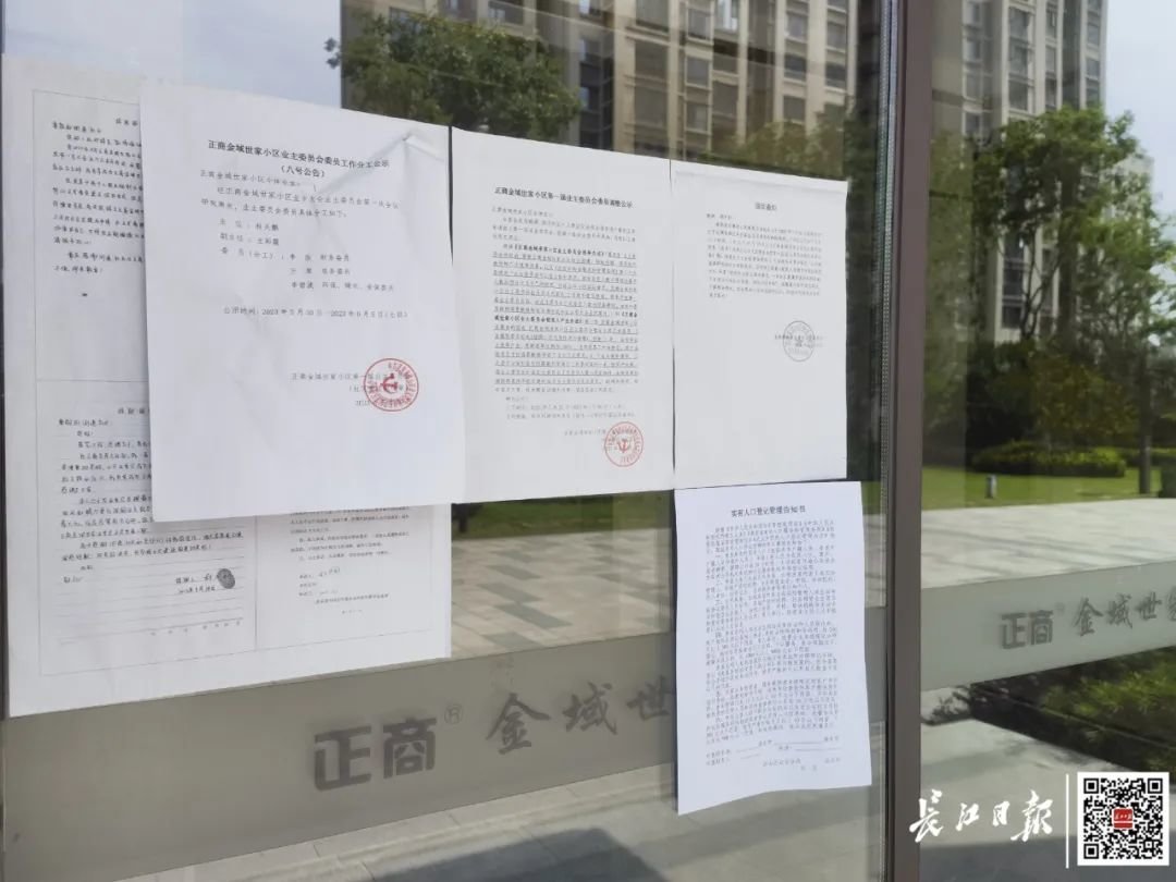部分单元楼外张贴的业委会选举相关资料。