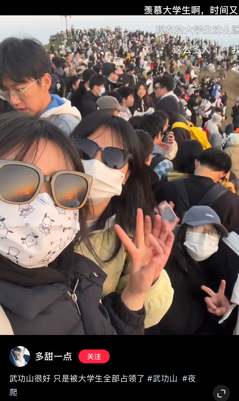 山上“长”满了大学生。/抖音