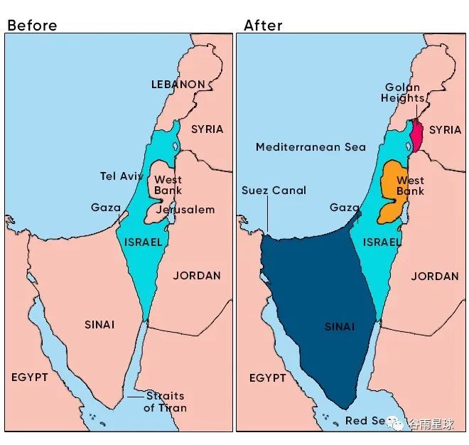 ■以色列地图，西岸属于争议区。加沙位于东部地区。