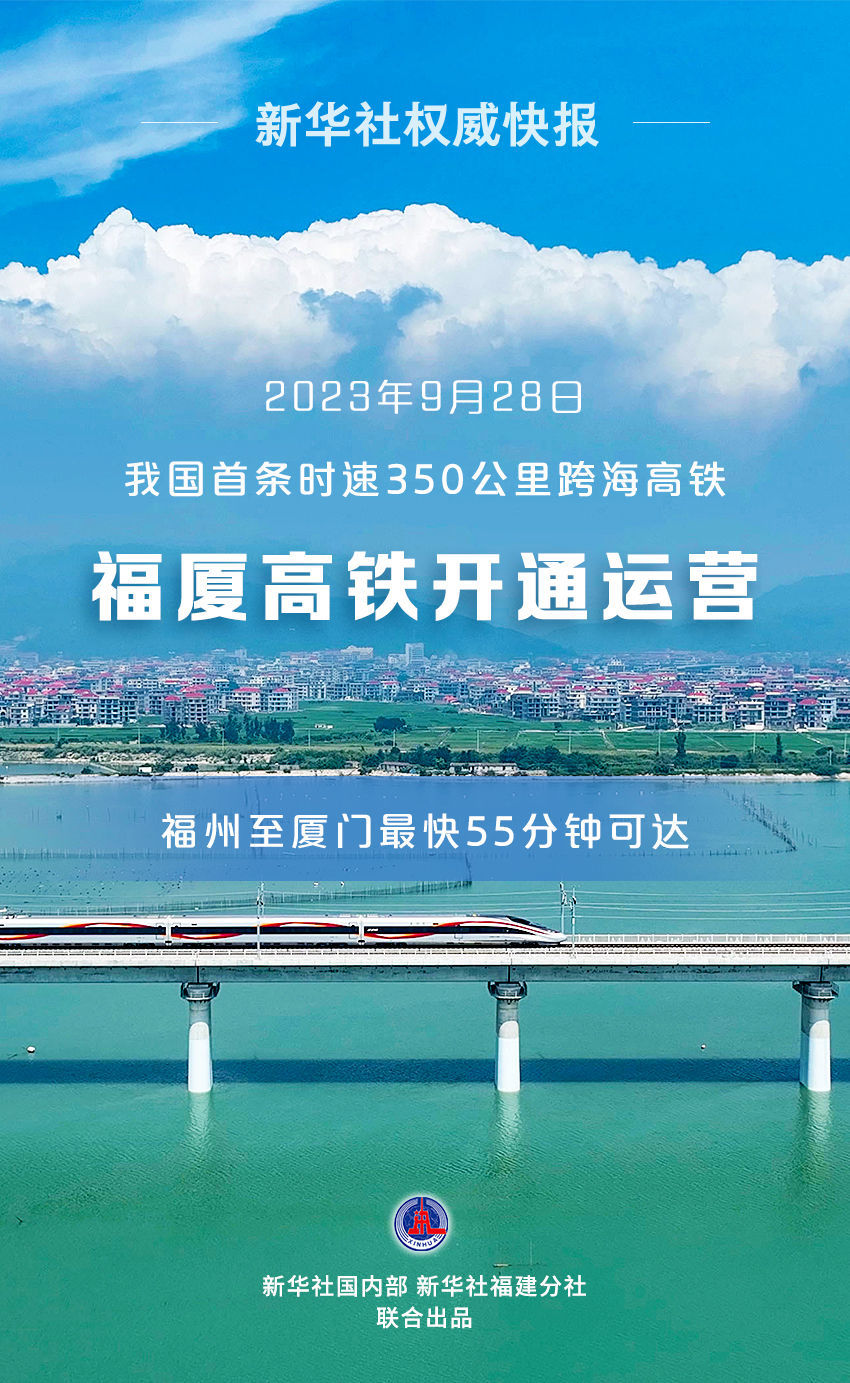 中国首条时速350公里跨海高铁开通运营