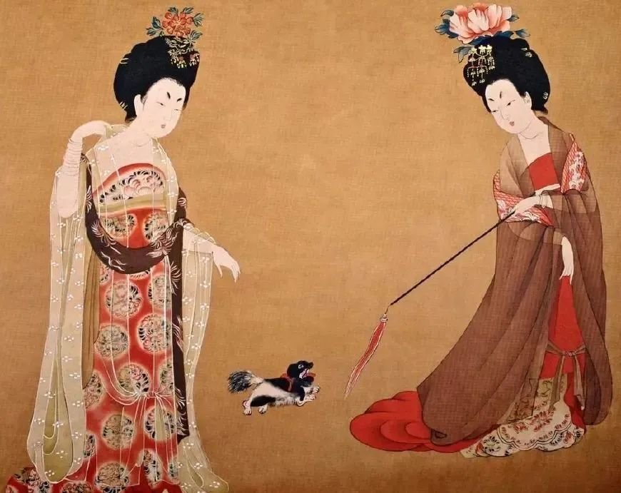 唐代《簪花仕女图》截取部分。