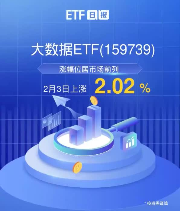 大数据ETF（159739）2月3日上涨2.02%，涨幅位居市场前列