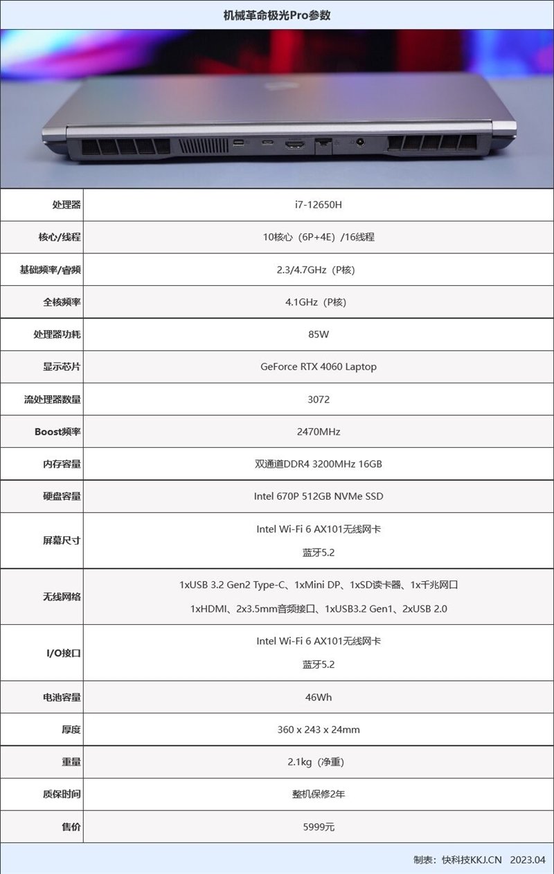 如何做到5999元!机械革命极光Pro评测:i7-12650H+ RTX 4060当今最具性价比组合