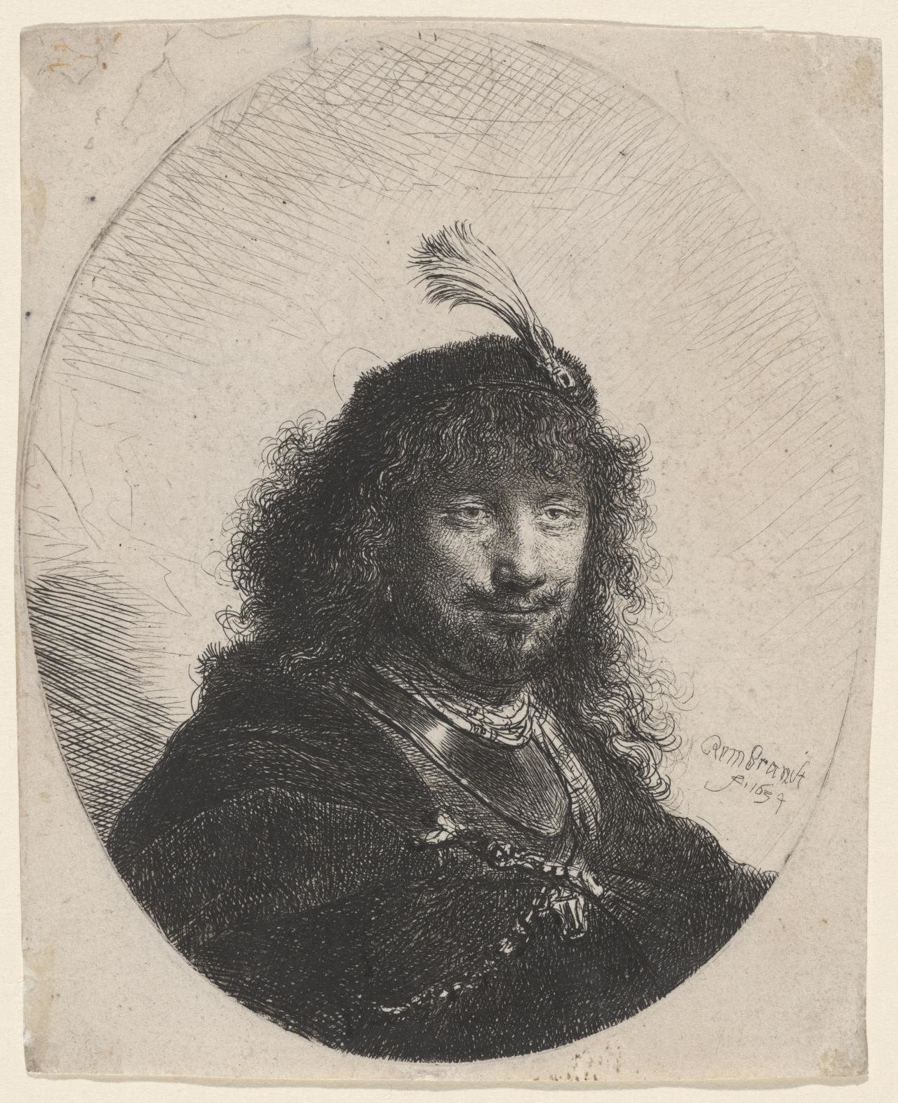 伦勃朗，《戴羽毛自画像》，1634年，维多利亚国立美术馆藏