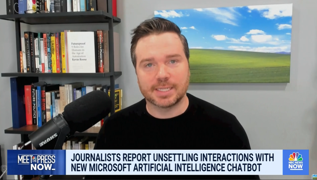 本文作者凯文·鲁斯(Kevin Roose)接受CNBC采访截图。