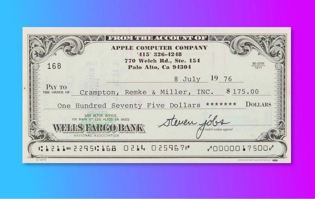 乔布斯签名支票74万元成交