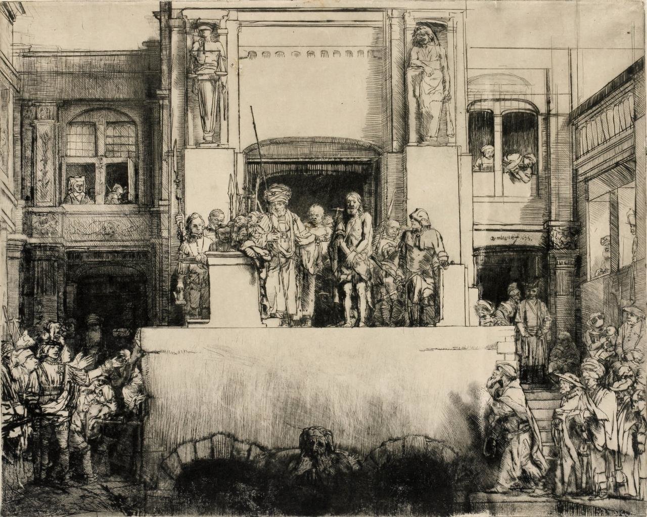 伦勃朗，《基督呈现在人们面前》，1655年，维多利亚国立美术馆藏