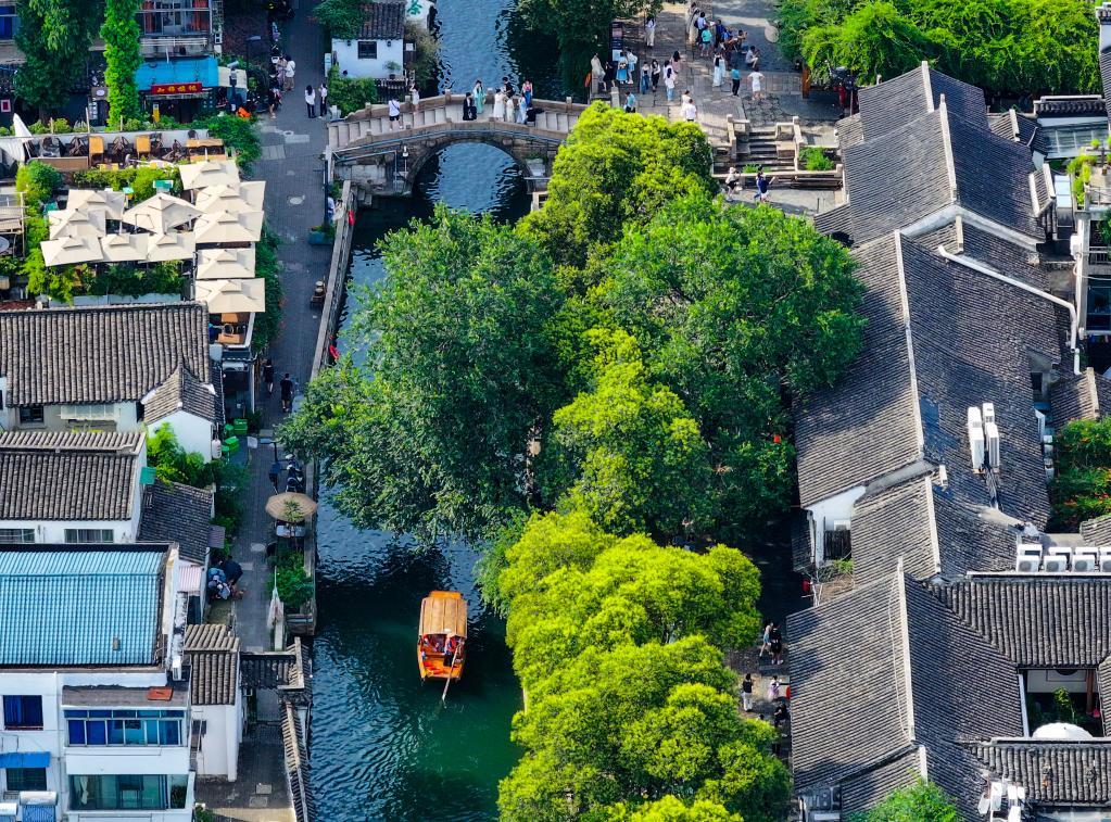 2023年7月3日拍攝的蘇州平江歷史文化街區（無人機照片）。新華社記者 李博 攝