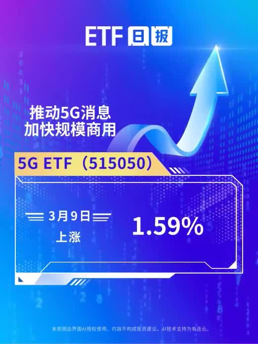 推动5G消息加快规模商用，5GETF(515050)3月9日上涨1.59%