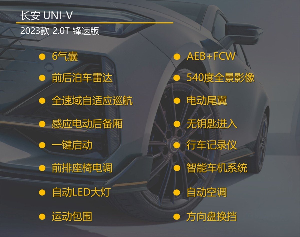 选配变标配 入门版就很不错 2023款长安UNI-V购车手册