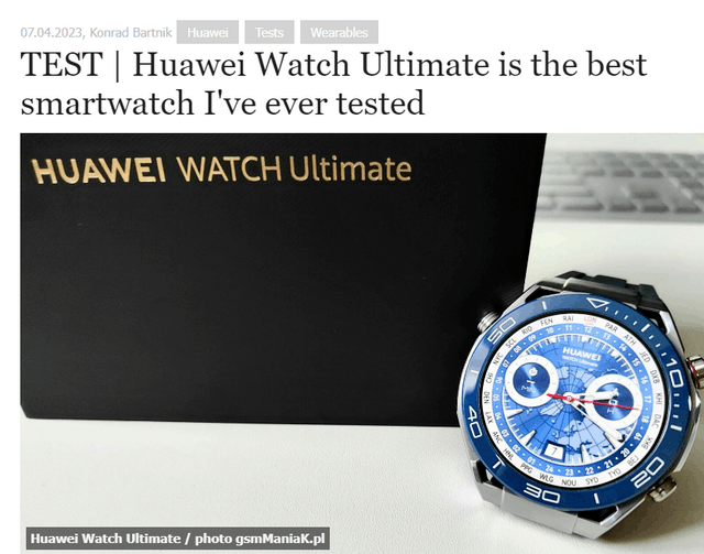 外媒:华为WATCH Ultimate是Apple Watch Ultra最大的竞争对手
